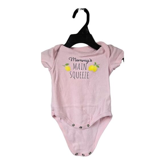 Baby Girl 2pc Lemon Print Onesie Bodysuit Playwear Fruit 6-9M Pink Yellow Bundle - Picture 5 of 8